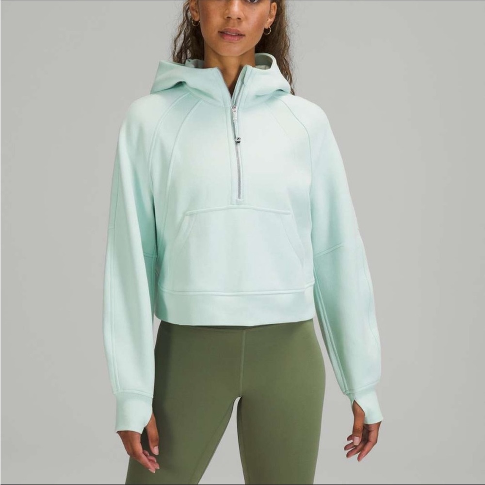 Delicate mint oversized half-zip scuba